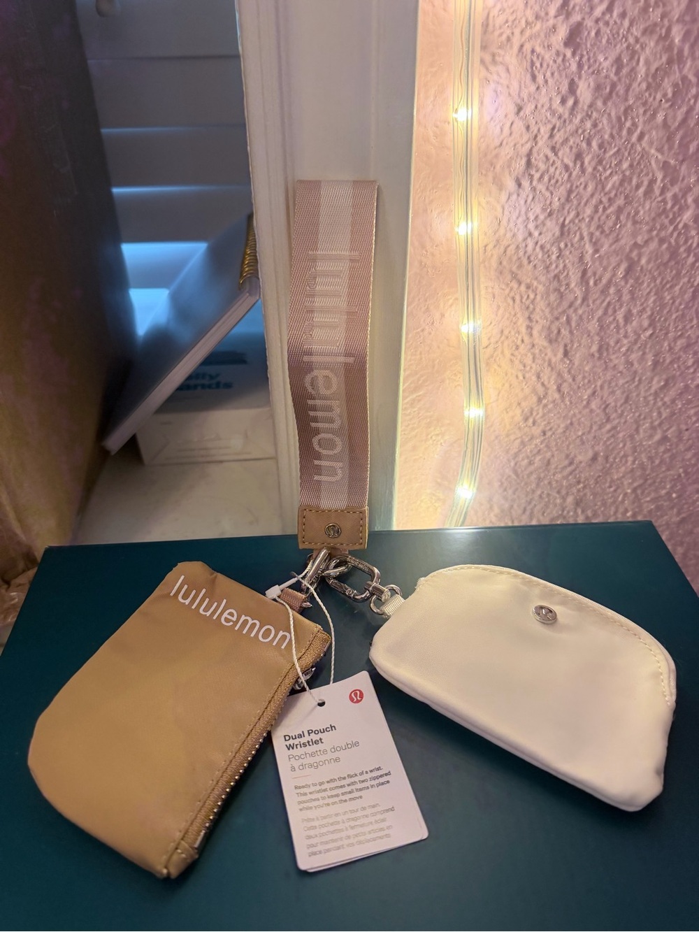 lululemon athletica Dual Pouch Wristlet in Beige and Cream